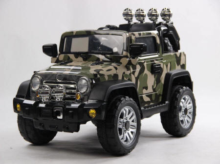 Jeep wrangler style para niños 12v verde camuflaje